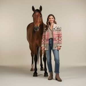 Lucky Brand Oat Horshoe Cardigan Size XL